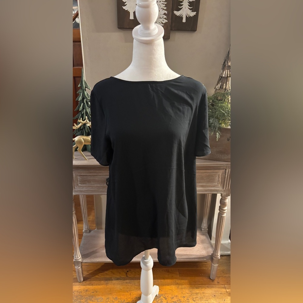 NWT The Limited Black Tie-Back Blouse